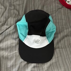 New Balance flat brim hat, one size, turquoise, black, and white